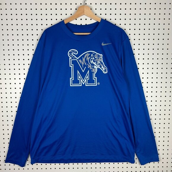 Nike 1 Cent Long Sleeve Shirt XL Memphis Tigers Basketball Team Issued PE Blue - Picture 1 of 6